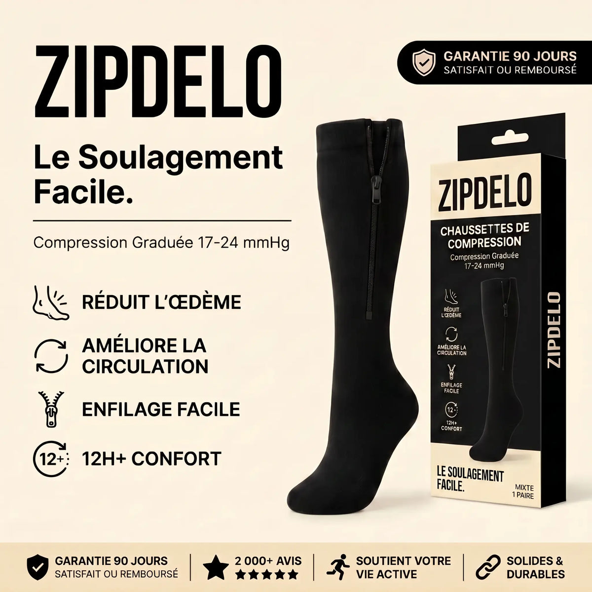 Bas de compression zippé ZIPDELO