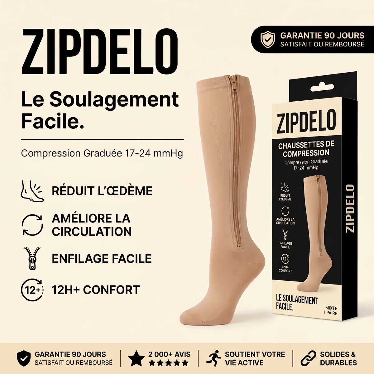 Bas de compression zippé ZIPDELO