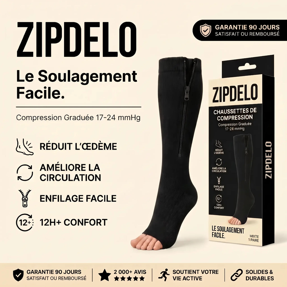 Bas de compression zippé ZIPDELO