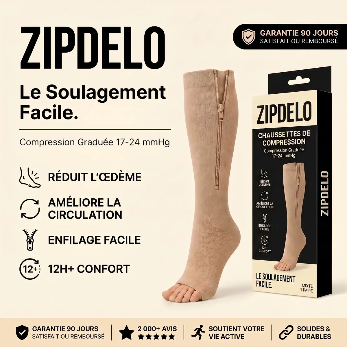 Bas de compression zippé ZIPDELO